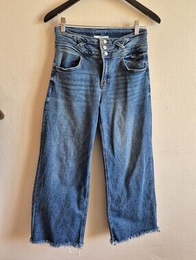 Risen Wide Leg Crop Jeans High Rise Size 27
